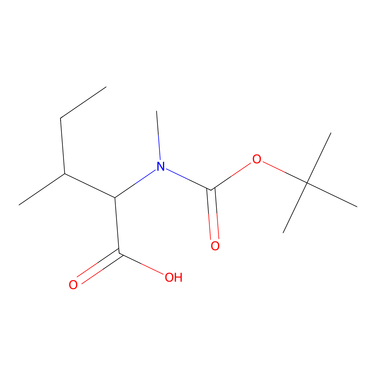 N-alpha-t-Butyloxycarbonyl-N-alpha-methyl-L-isoleucine molecular structure, CAS 52498-32-5