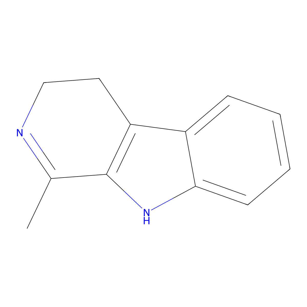 4,9-Dihydro-1-methyl-3H-pyrido(3,4-b)indole molecular structure, CAS 525-41-7