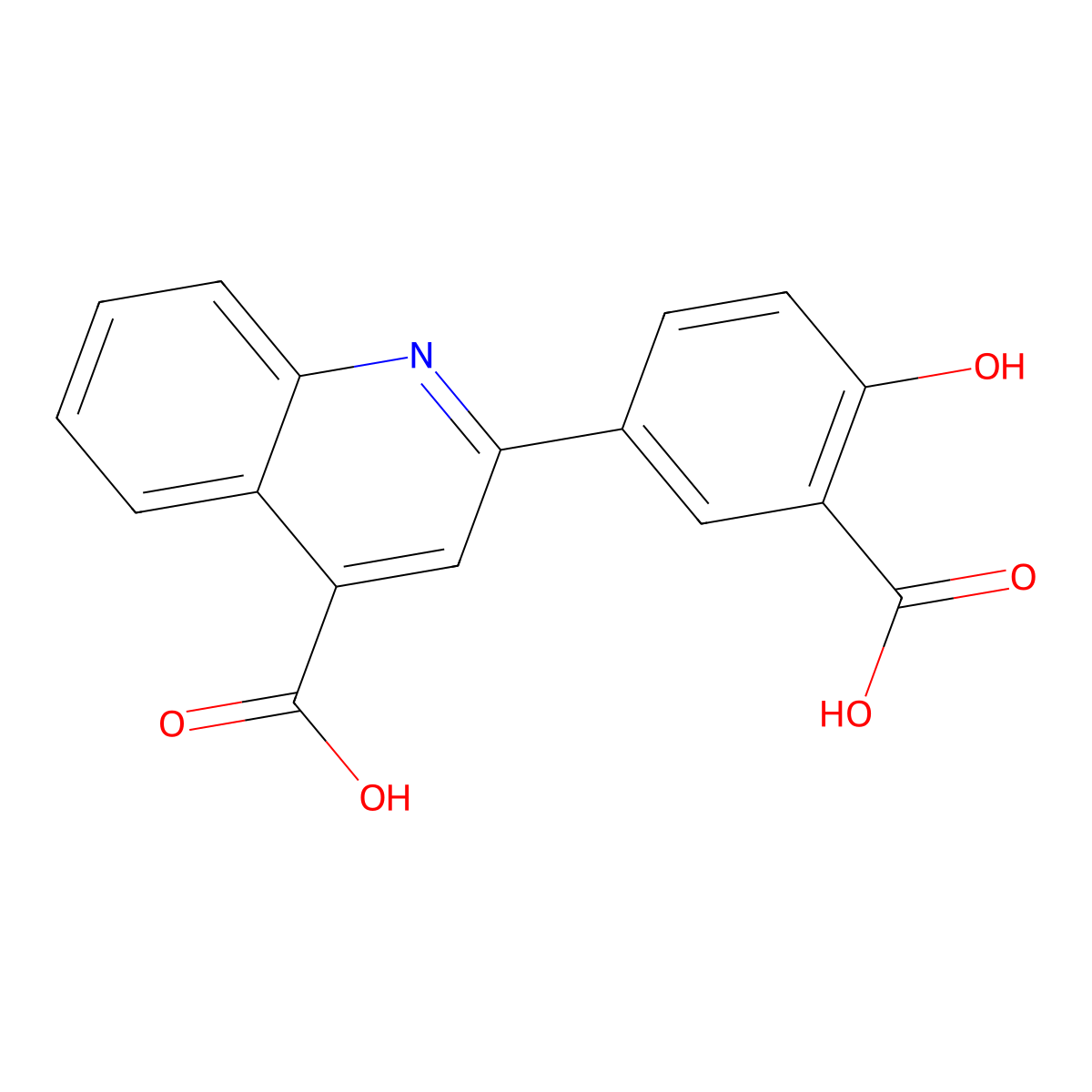 2-(3-Carboxy-4-hydroxyphenyl)quinoline-4-carboxylic acid molecular structure, CAS 525-48-4