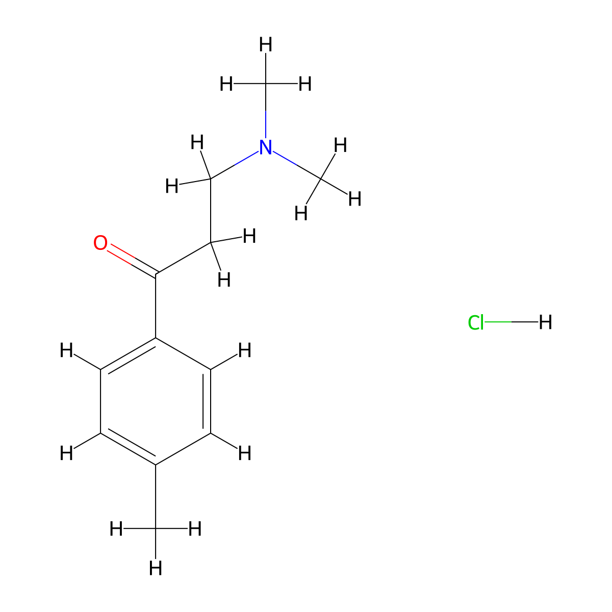 1-Propanone, 3-(dimethylamino)-1-(4-methylphenyl)-, hydrochloride (1:1) molecular structure, CAS 5250-02-2