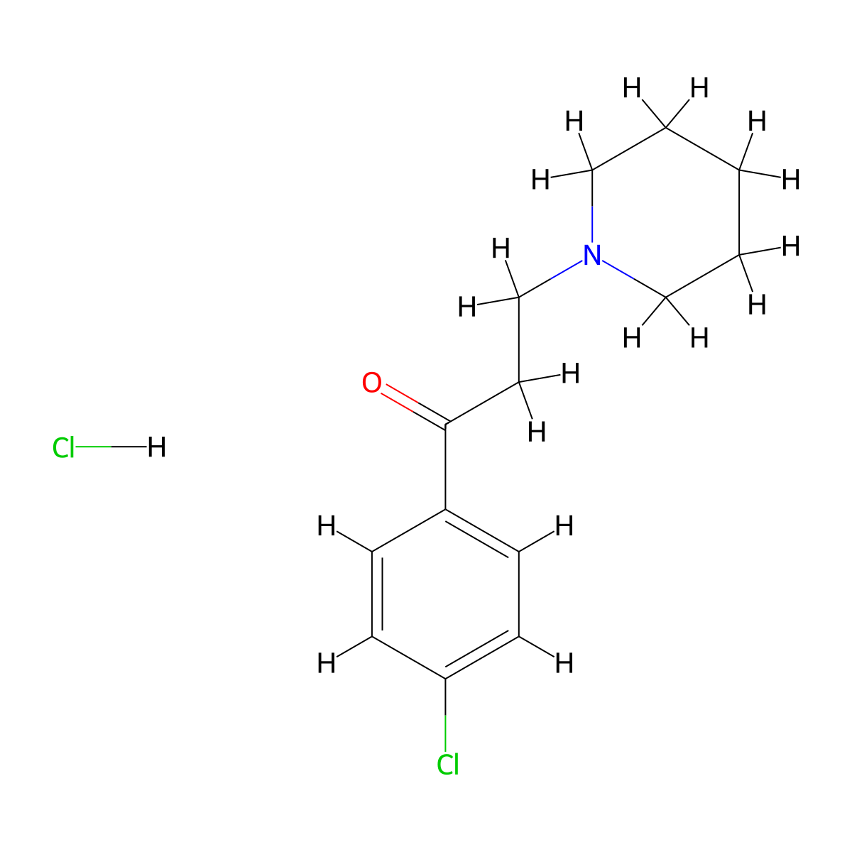 1-Propanone, 1-(4-chlorophenyl)-3-(1-piperidinyl)-, hydrochloride molecular structure, CAS 5250-05-5