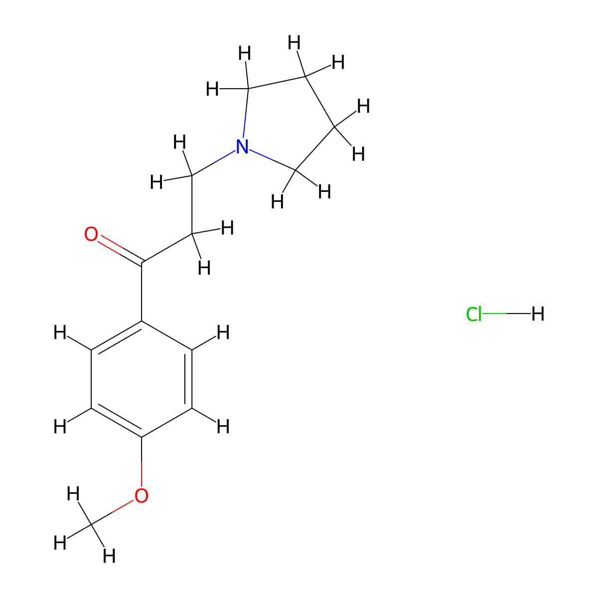 Propiophenone, 4'-methoxy-3-pyrrolidinyl-, hydrochloride molecular structure, CAS 5250-08-8