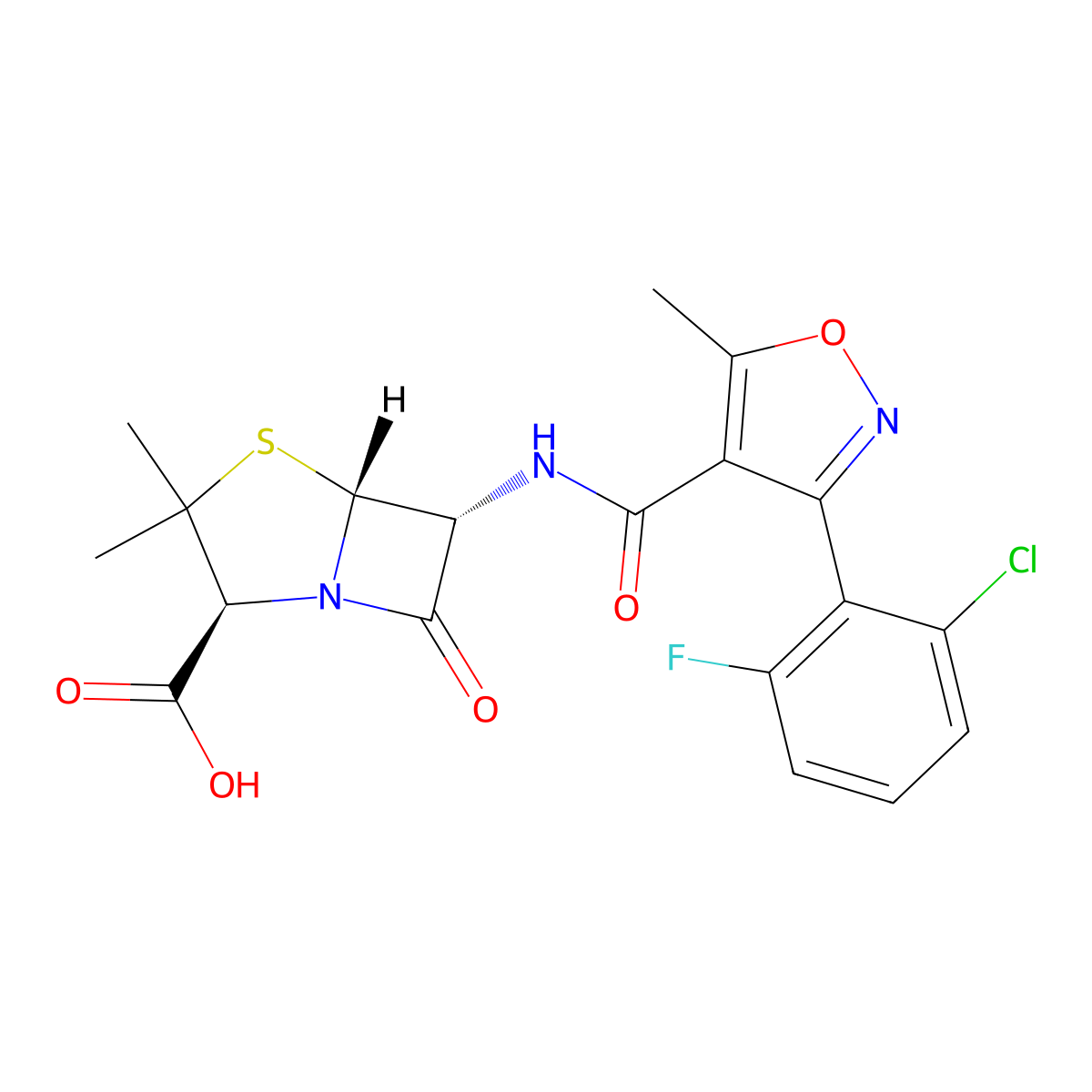 Flucloxacillin molecular structure, CAS 5250-39-5