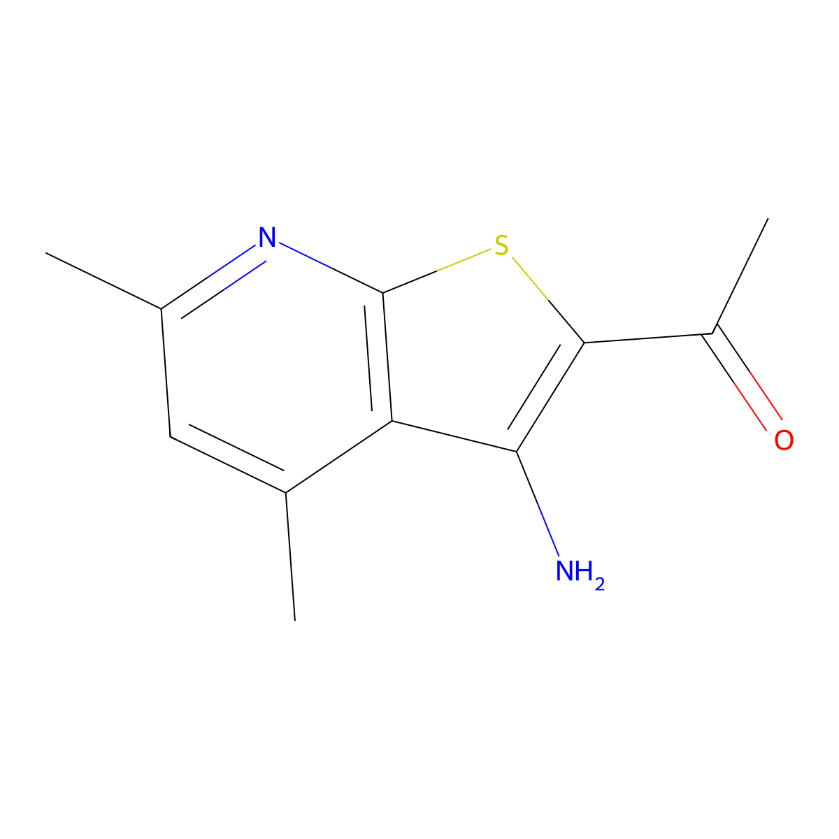 1-(3-Amino-4,6-dimethylthieno[2,3-b]pyridin-2-yl)ethanone molecular structure, CAS 52505-42-7