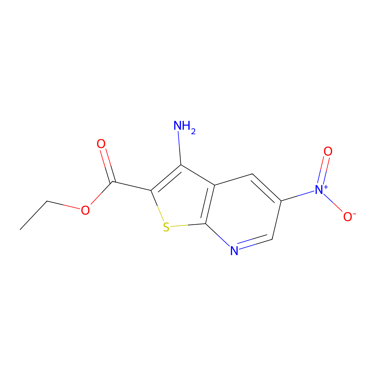 Ethyl 3-amino-5-nitrothieno[2,3-b]pyridine-2-carboxylate molecular structure, CAS 52505-43-8