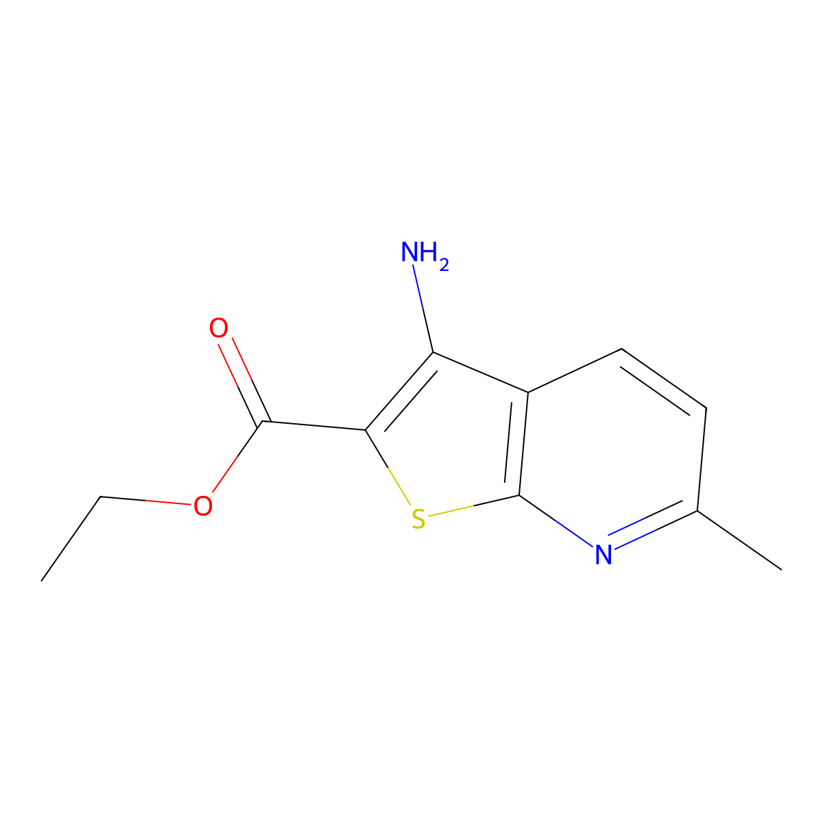 Ethyl 3-amino-6-methylthieno[2,3-b]pyridine-2-carboxylate molecular structure, CAS 52505-51-8