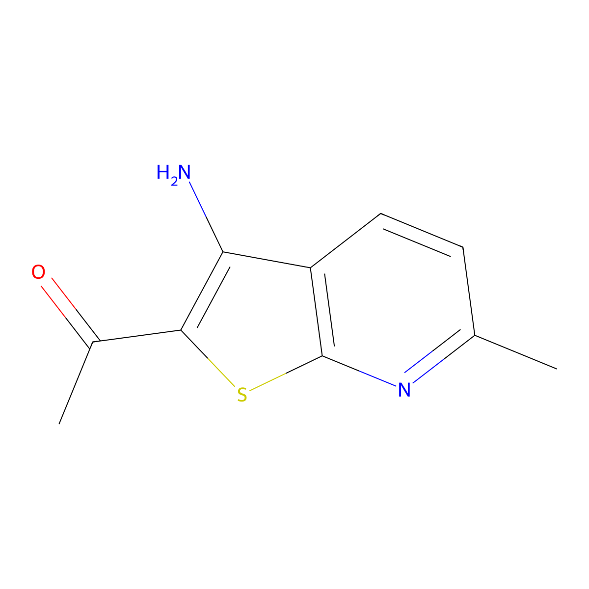 1-(3-Amino-6-methylthieno[2,3-b]pyridin-2-yl)ethanone molecular structure, CAS 52505-52-9