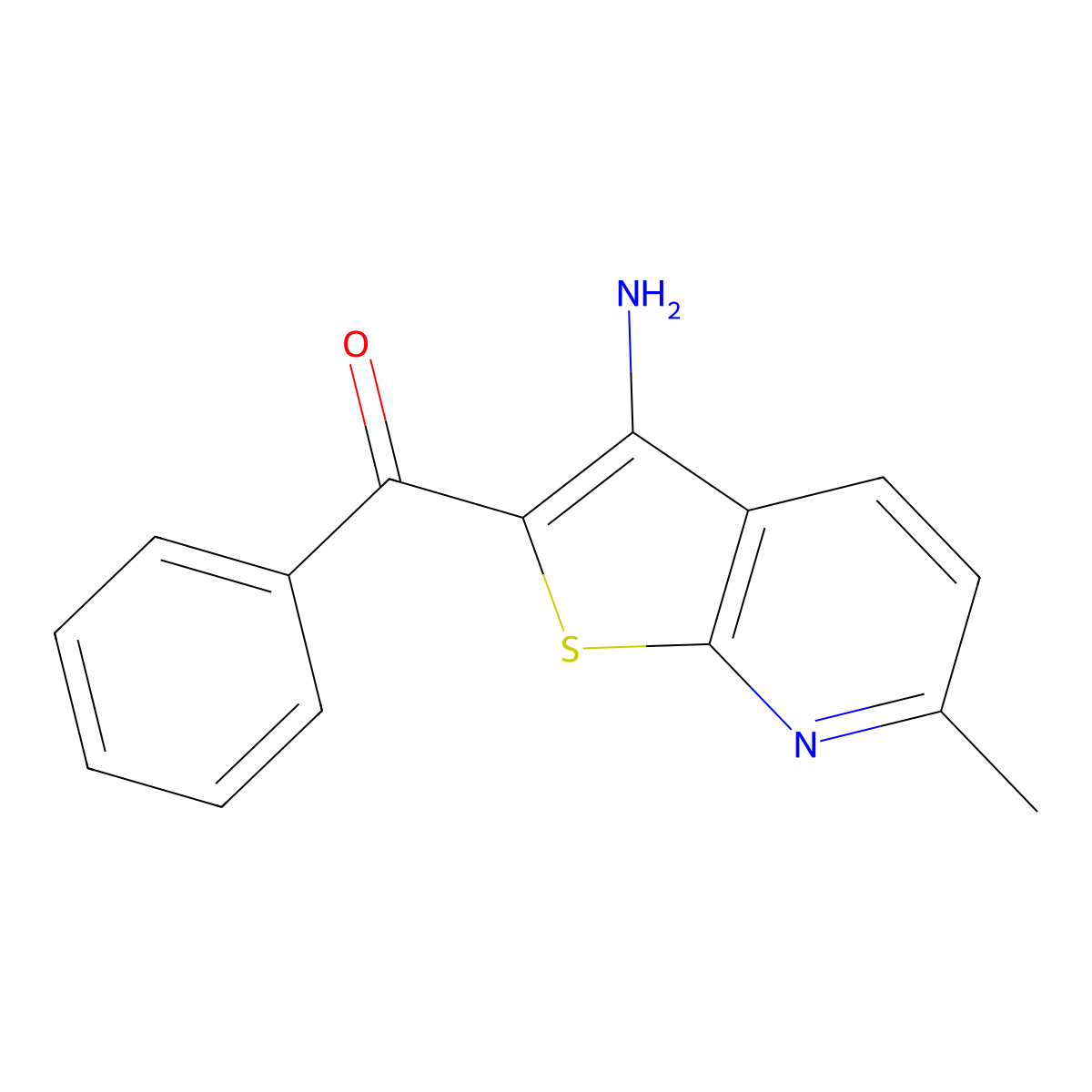 (3-Amino-6-methylthieno[2,3-b]pyridin-2-yl)(phenyl)methanone molecular structure, CAS 52505-54-1