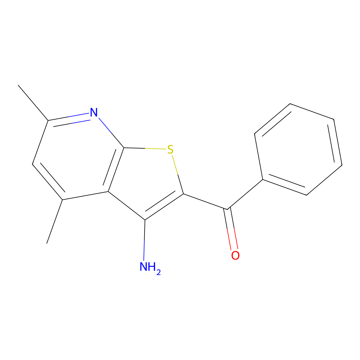 (3-Amino-4,6-dimethylthieno[2,3-b]pyridin-2-yl)phenylmethanone molecular structure, CAS 52505-58-5