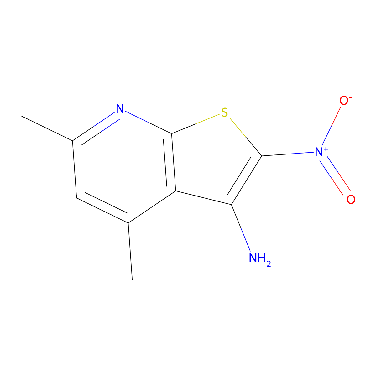 4,6-Dimethyl-2-nitrothieno(2,3-b)pyridin-3-amine molecular structure, CAS 52505-59-6