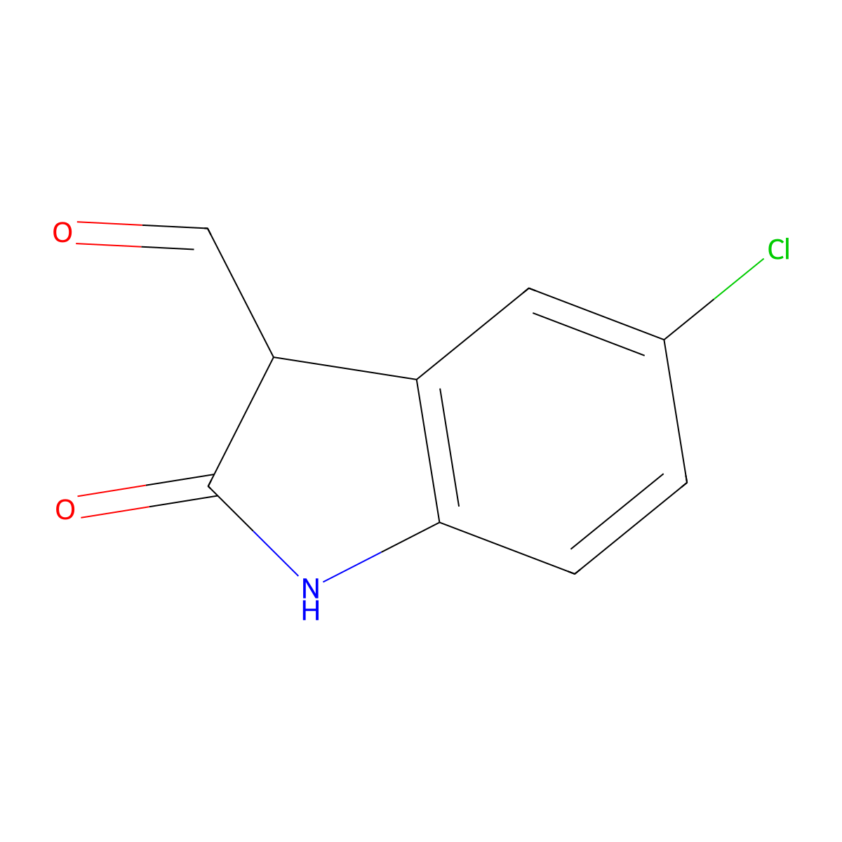 5-Chloro-2-oxoindoline-3-carbaldehyde molecular structure, CAS 52508-86-8