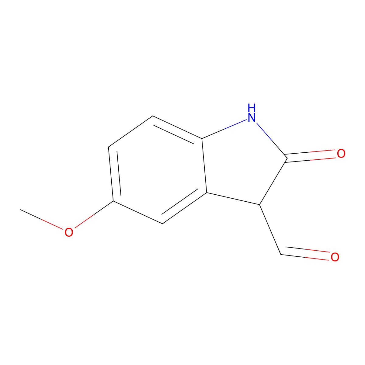 5-Methoxy-2-oxoindoline-3-carbaldehyde molecular structure, CAS 52508-88-0