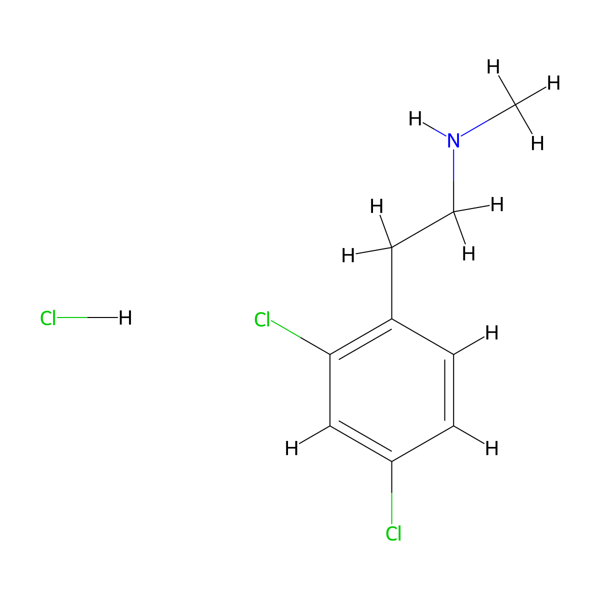[2-(2,4-Dichlorophenyl)ethyl](methyl)amine hydrochloride molecular structure, CAS 52516-14-0
