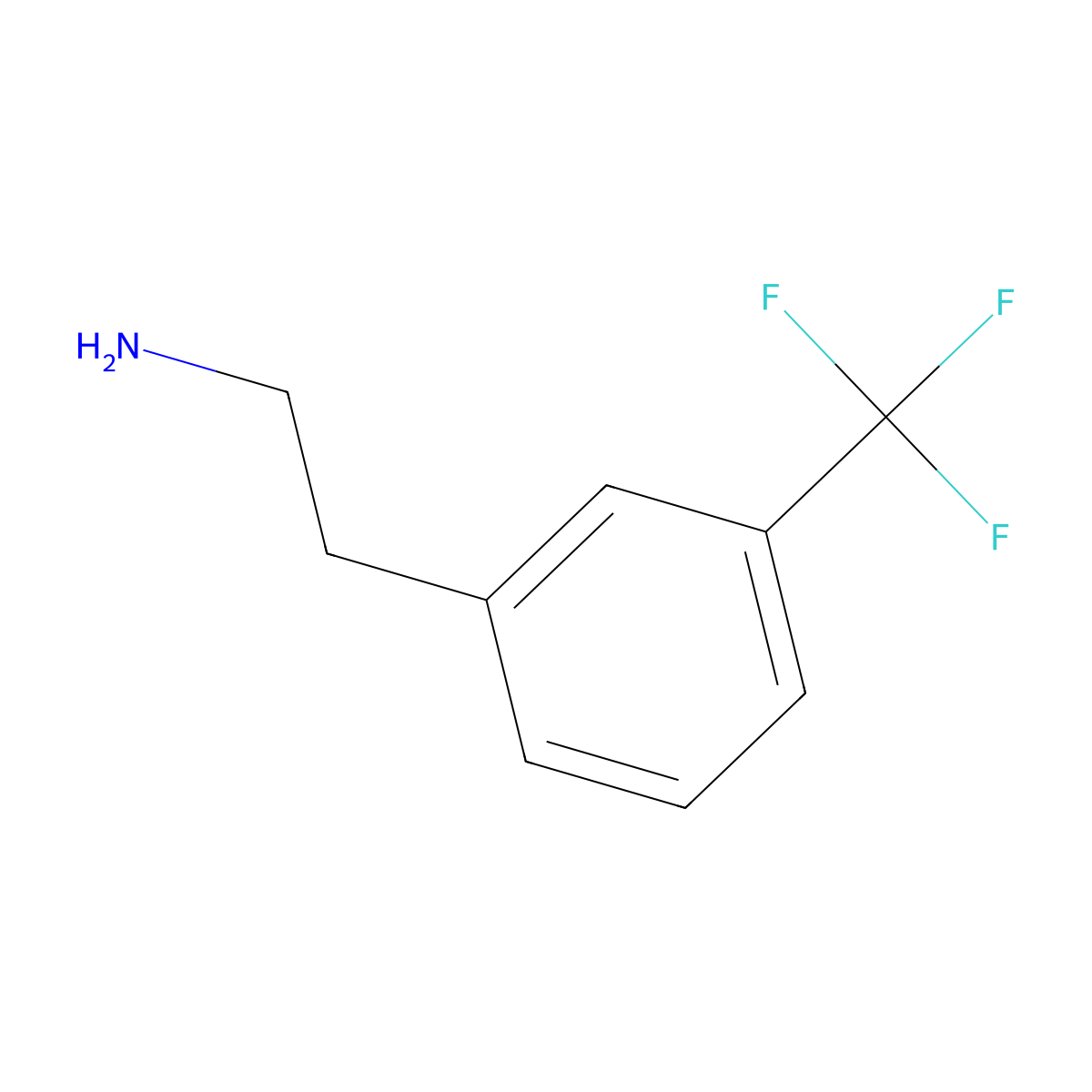 Phenethylamine, m-trifluoromethyl- molecular structure, CAS 52516-30-0