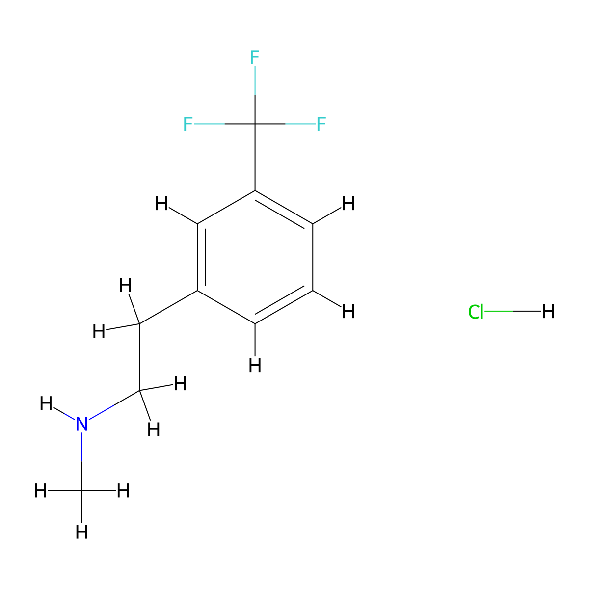 Methyl({2-[3-(trifluoromethyl)phenyl]ethyl})amine hydrochloride molecular structure, CAS 52516-31-1