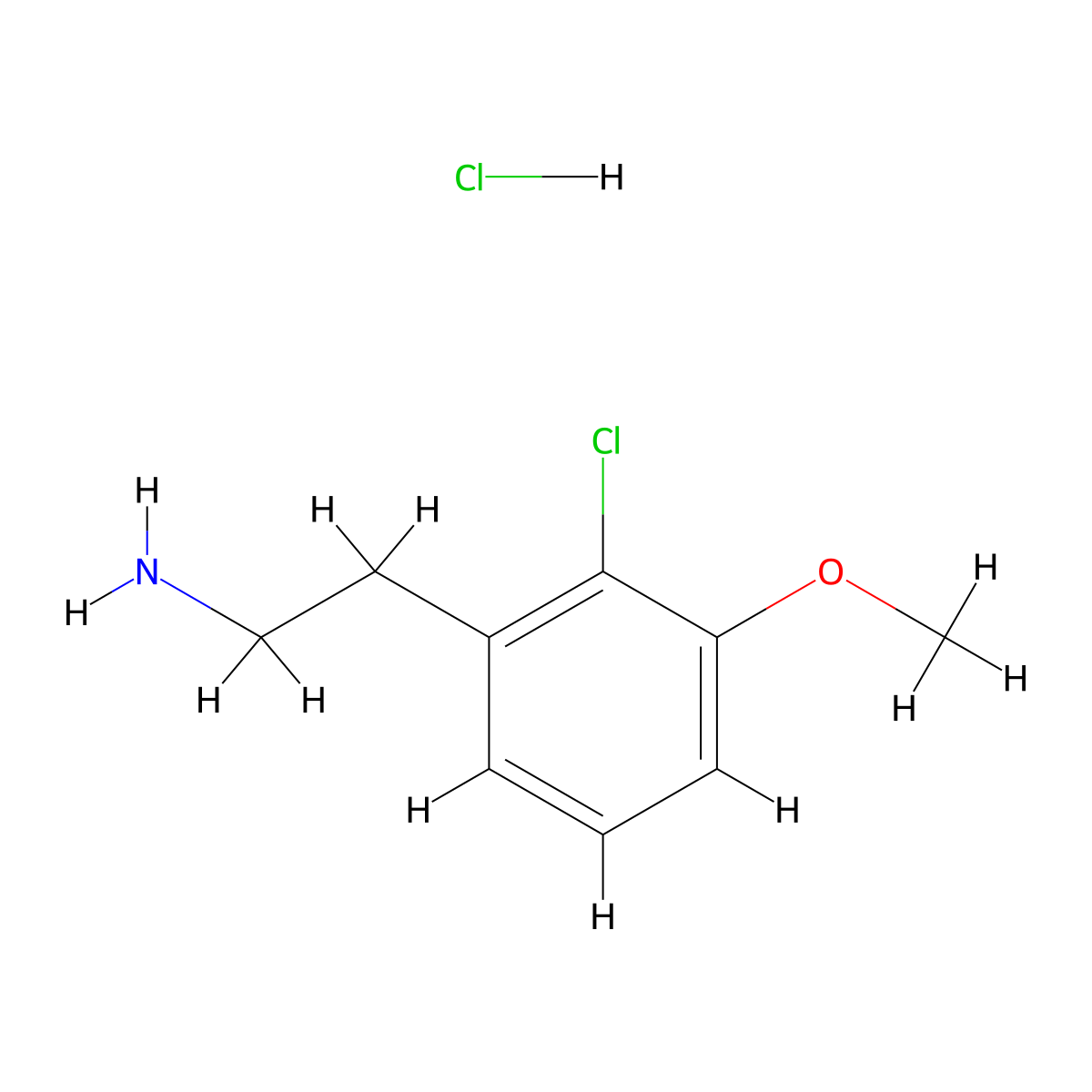 2-(2-Chloro-3-methoxyphenyl)ethan-1-amine hydrochloride molecular structure, CAS 52516-46-8