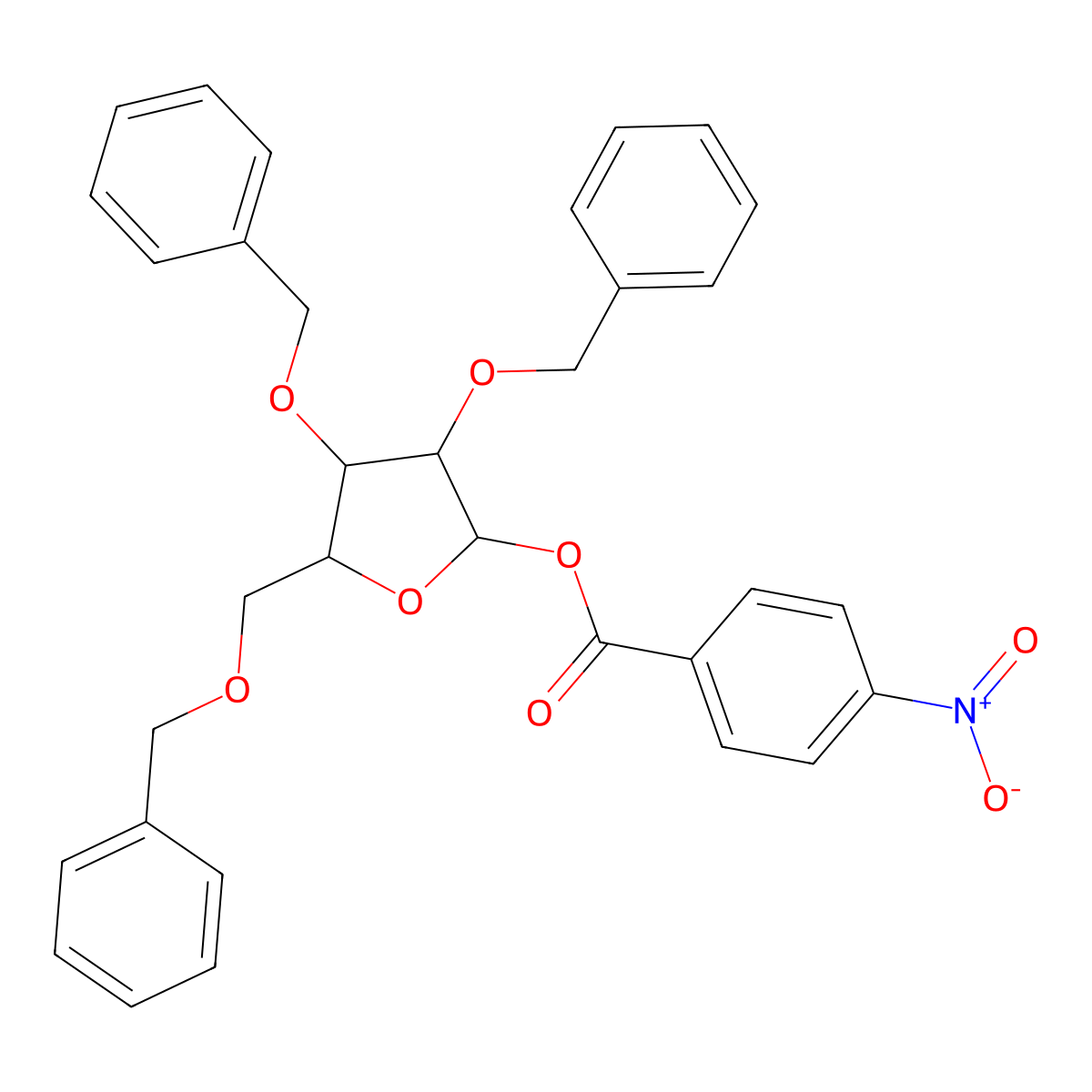 2,3,5-Tri-O-benzyl-1-O-(4-nitrobenzoyl)-D-arabinofuranose molecular structure, CAS 52522-49-3