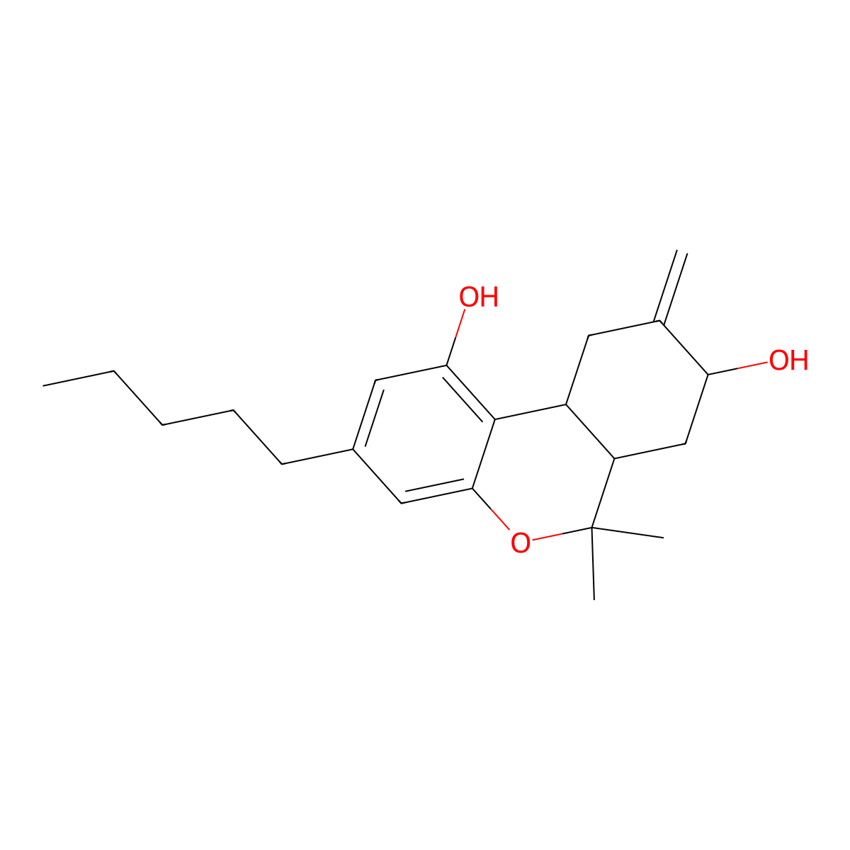 (6aR,8R,10aR)-6a,7,8,9,10,10a-Hexahydro-6,6-dimethyl-9-methylene-3-pentyl-6H-dibenzo[b,d]pyran-1,8-diol molecular structure, CAS 52522-55-1