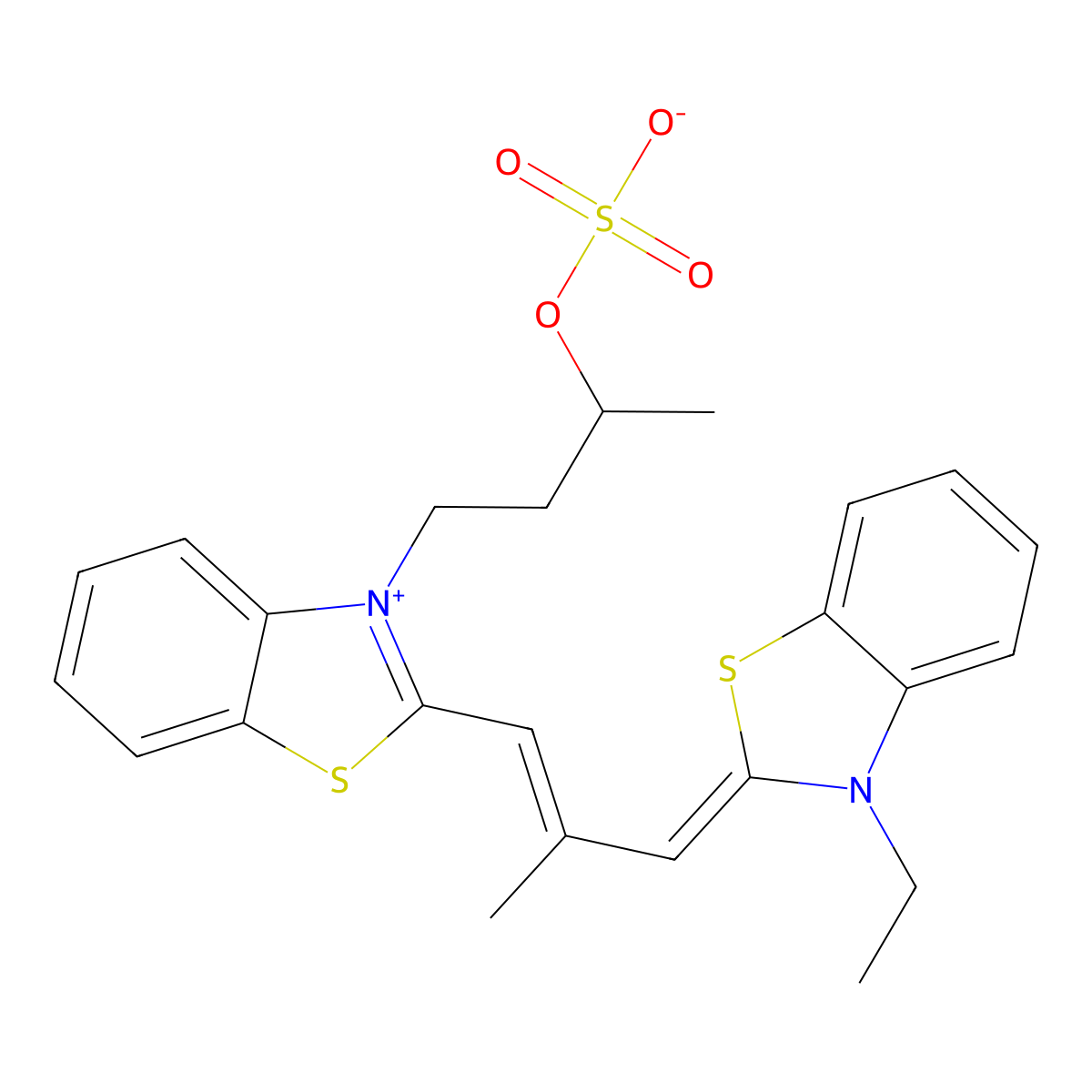 2-(3-(3-ethyl-2(3h)-benzothiazolylidene)-2-methyl-1-propenyl)-3-(3-(sulfooxy)butyl)benzothiazolium hydroxide inner salt molecular structure, CAS 52525-55-0