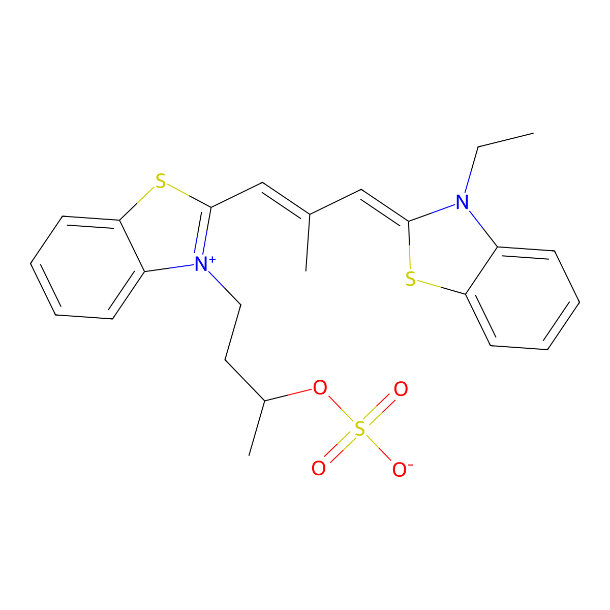 2-(3-(3-ethyl-2(3h)-benzothiazolylidene)-2-methyl-1-propenyl)-3-(3-(sulfooxy)butyl)benzothiazolium hydroxide inner salt molecular structure, CAS 52525-55-0