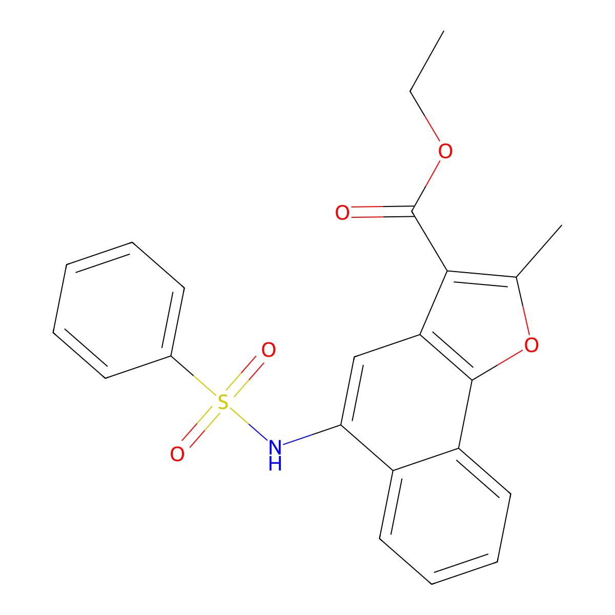Ethyl 2-methyl-5-[(phenylsulfonyl)amino]naphtho[1,2-b]furan-3-carboxylate molecular structure, CAS 52529-52-9