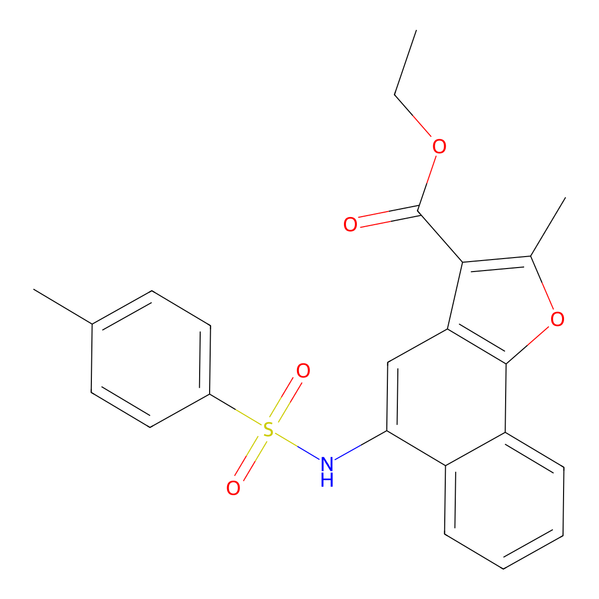 Ethyl 2-methyl-5-(4-methylbenzenesulfonamido)naphtho[1,2-b]furan-3-carboxylate molecular structure, CAS 52529-53-0