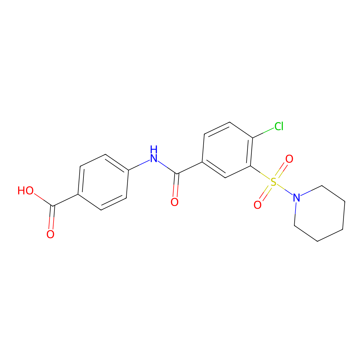4-[4-Chloro-3-(piperidine-1-sulfonyl)benzamido]benzoic acid molecular structure, CAS 5253-14-5