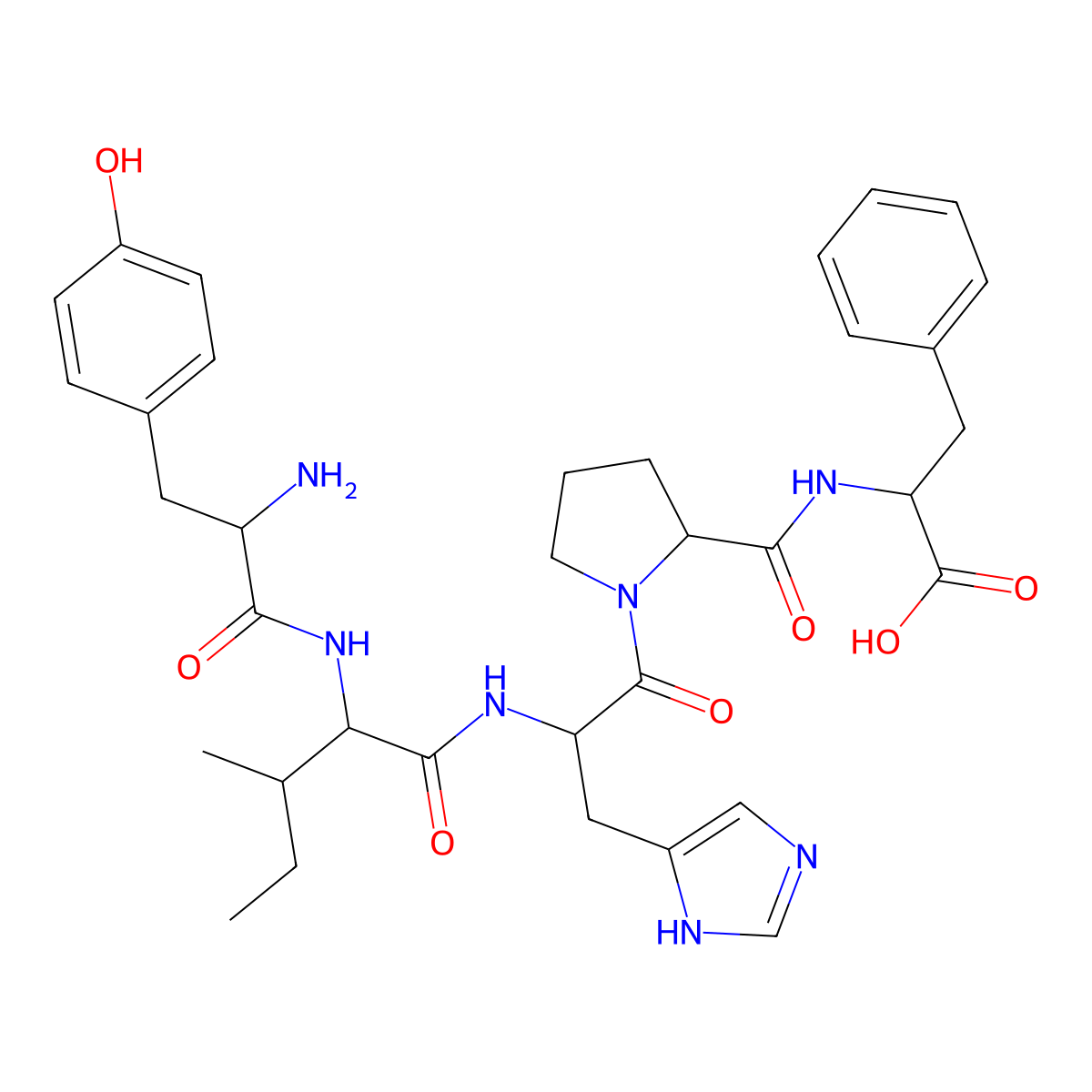 Angiotensin pentapeptide molecular structure, CAS 52530-60-6