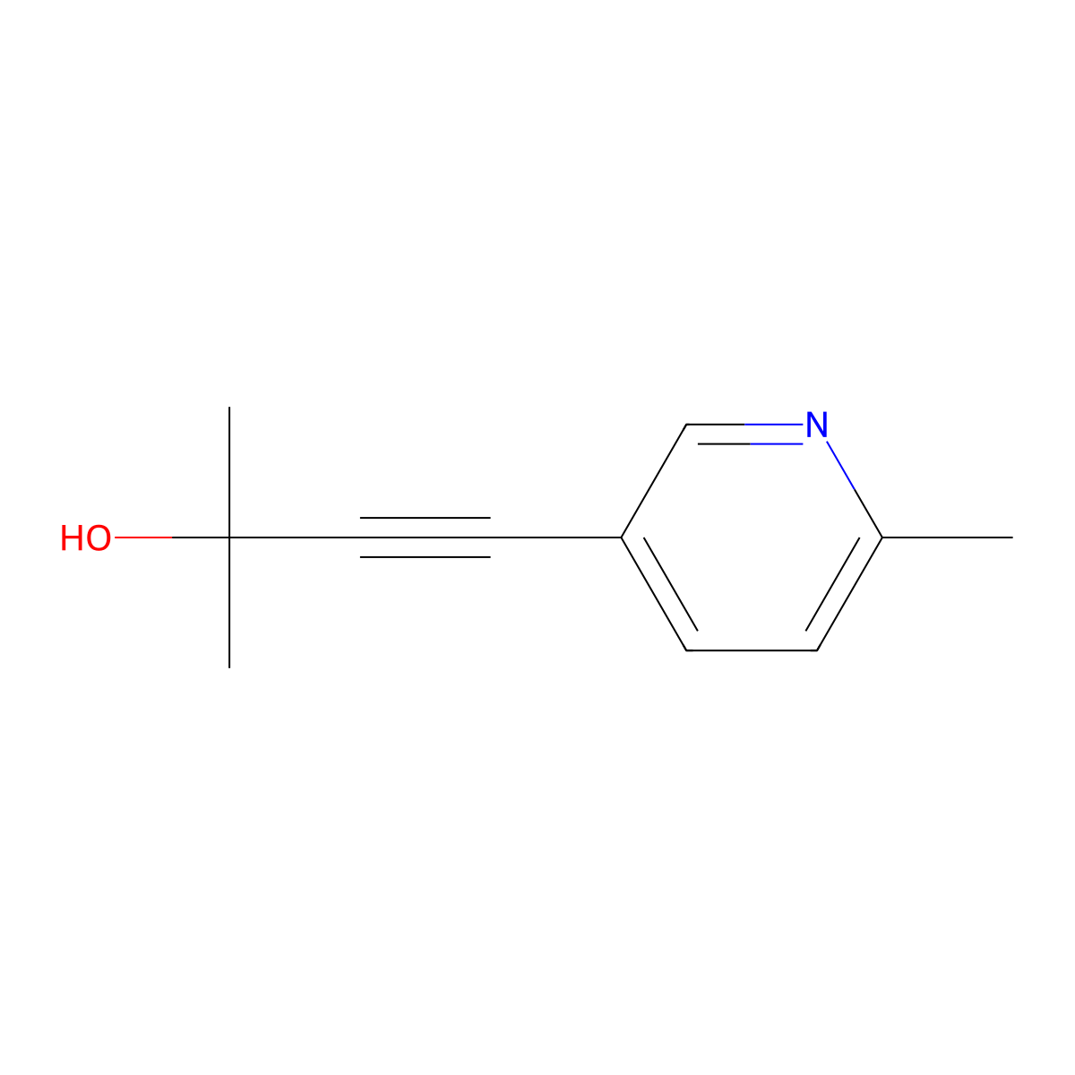 2-Methyl-4-(6-methyl-3-pyridinyl)-3-butyn-2-ol molecular structure, CAS 52535-35-0