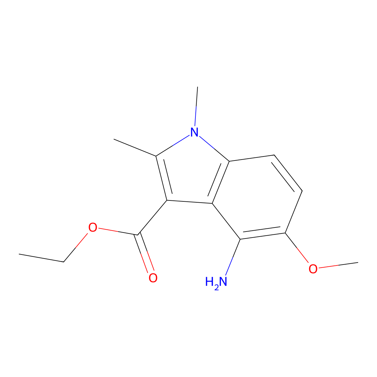 ethyl 4-amino-5-methoxy-1,2-dimethyl-1H-indole-3-carboxylate molecular structure, CAS 52535-65-6