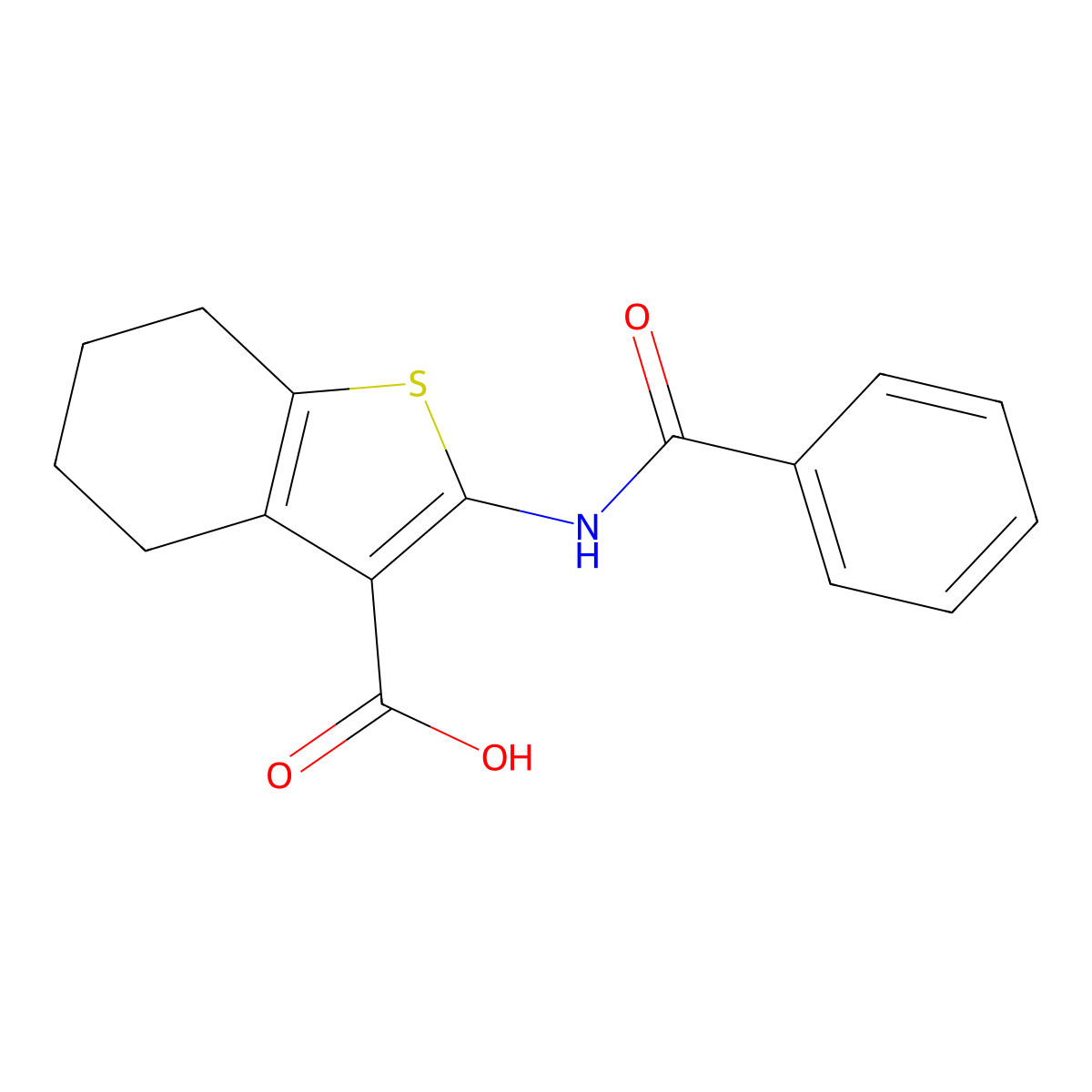 2-(Benzoylamino)-4,5,6,7-tetrahydro-1-benzothiophene-3-carboxylic acid molecular structure, CAS 52535-73-6