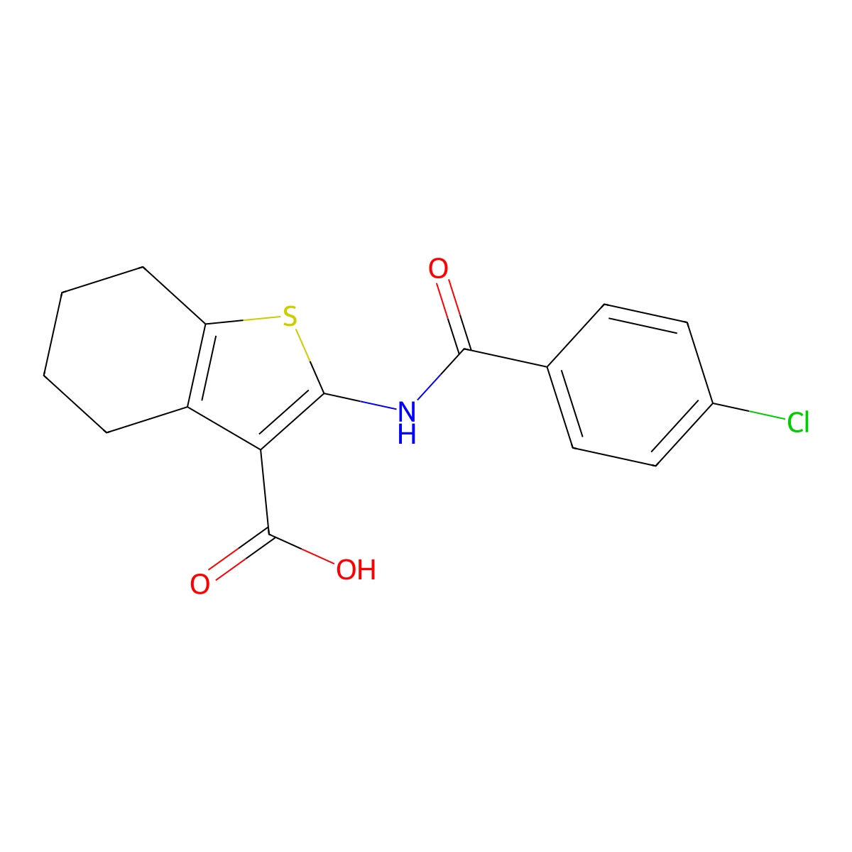 2-[(4-Chlorobenzoyl)amino]-4,5,6,7-tetrahydro-1-benzothiophene-3-carboxylic acid molecular structure, CAS 52535-76-9