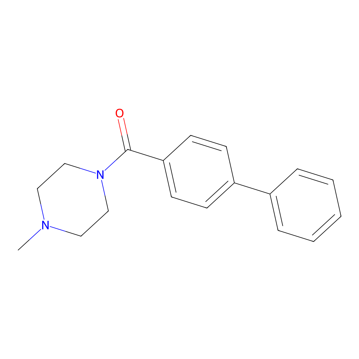 Biphenyl-4-yl-(4-methyl-piperazin-1-yl)-methanone molecular structure, CAS 5254-05-7