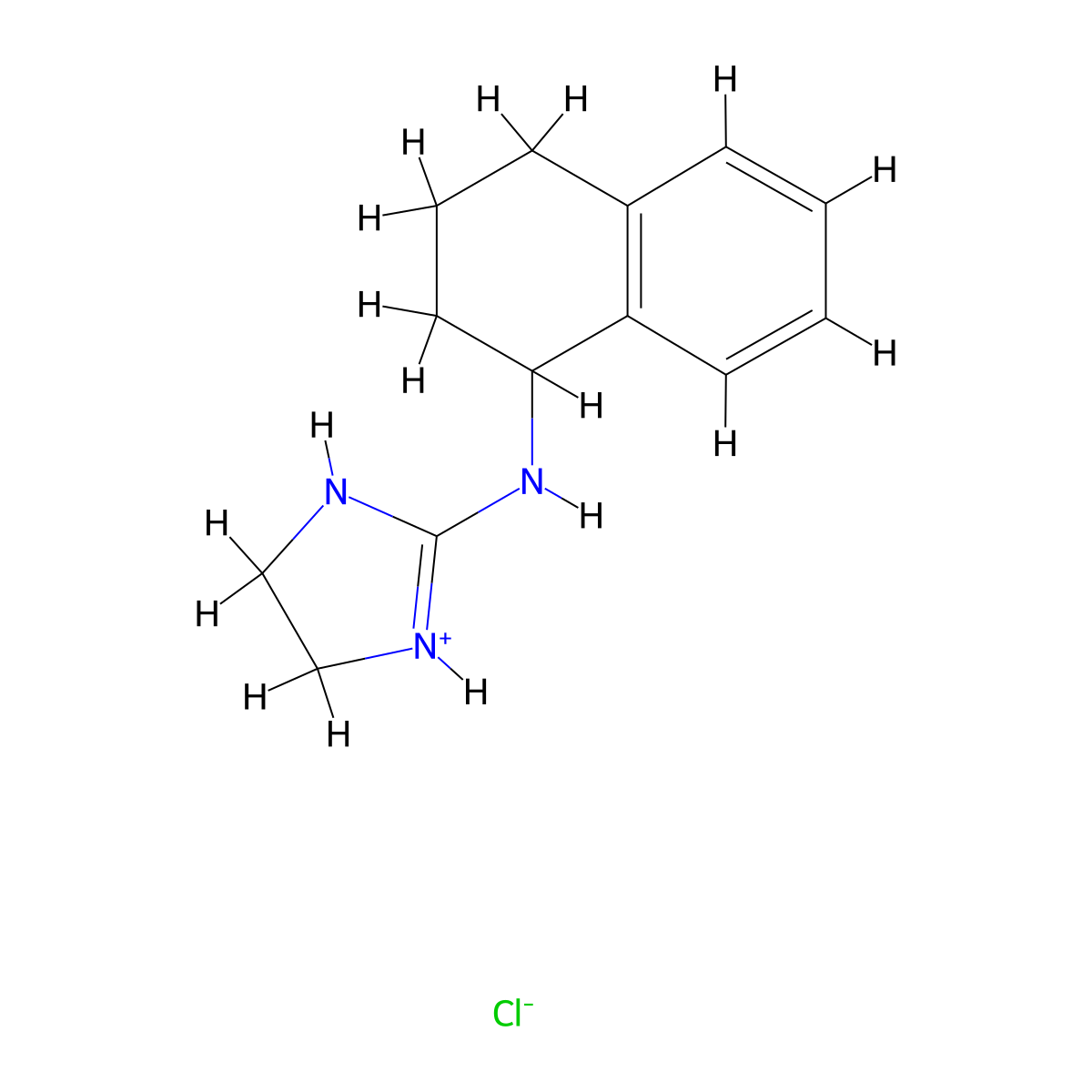 1H-Imidazol-2-amine, 4,5-dihydro-N-(1,2,3,4-tetrahydro-1-naphthalenyl)-, hydrochloride (1:1) molecular structure, CAS 5254-29-5