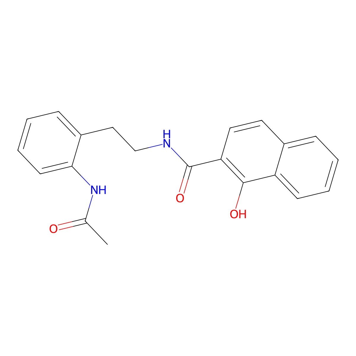 2-Naphthalenecarboxamide, N-[2-[2-(acetylamino)phenyl]ethyl]-1-hydroxy- molecular structure, CAS 5254-41-1