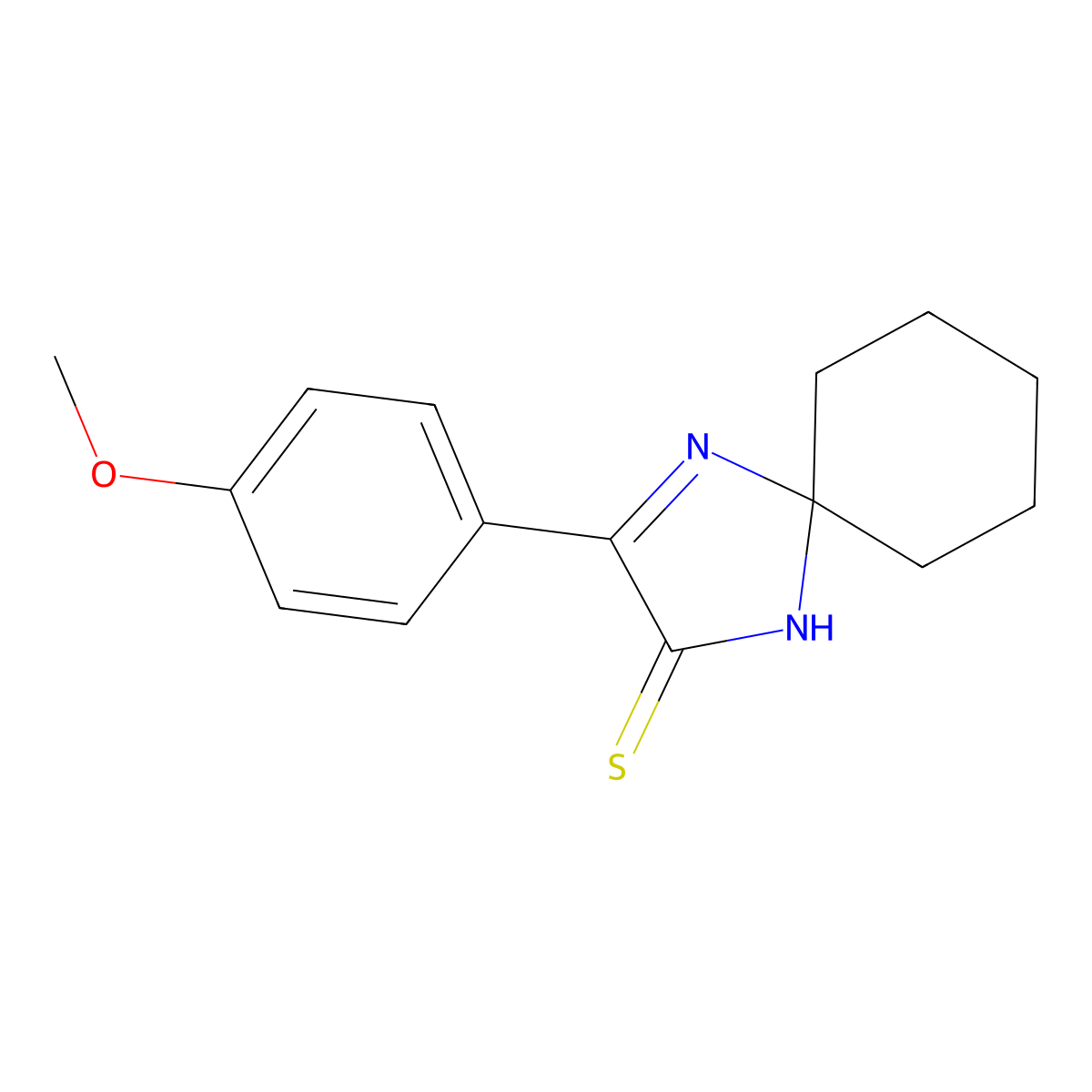 3-(4-Methoxyphenyl)-1,4-diazaspiro[4.5]dec-3-ene-2-thione molecular structure, CAS 52546-93-7