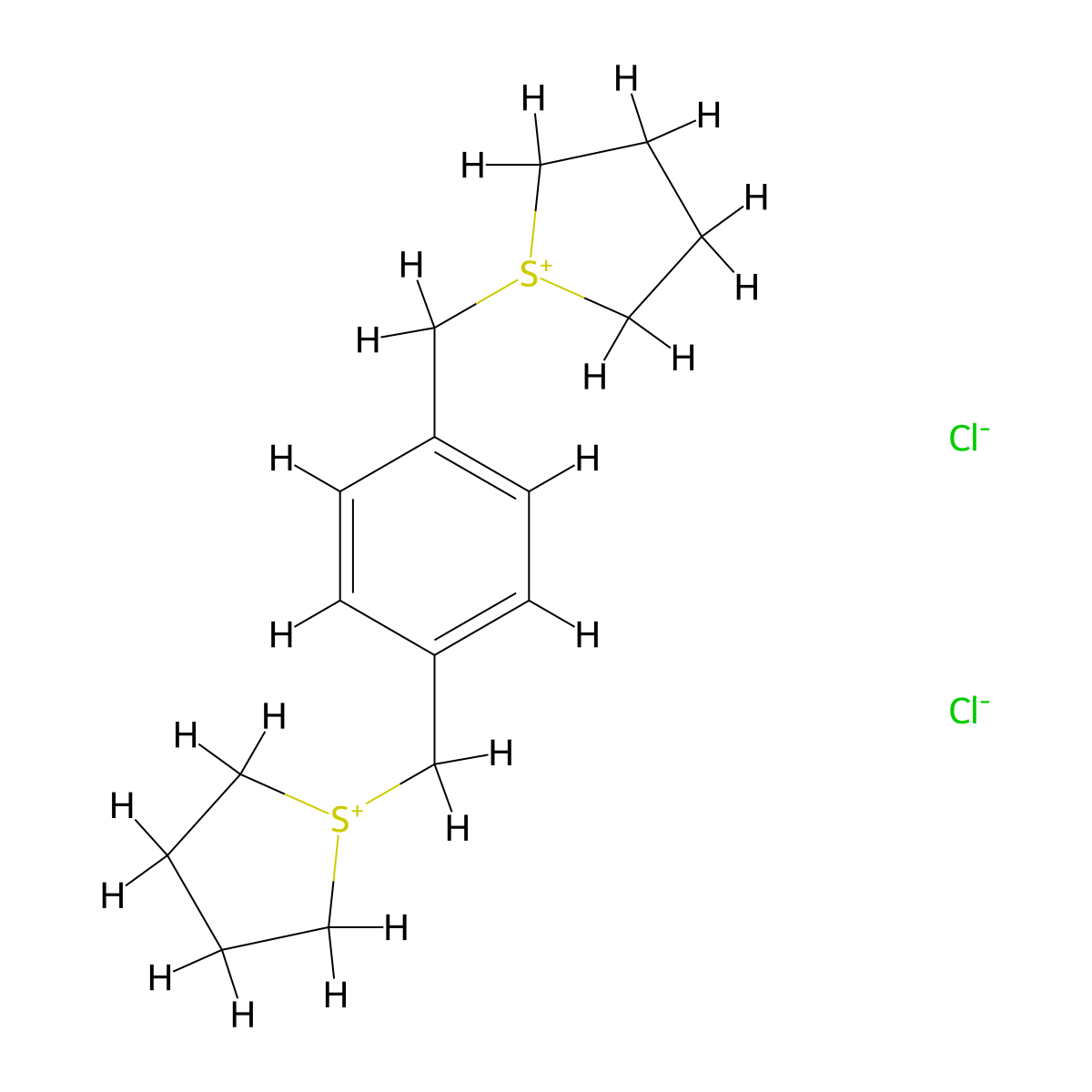 p-Xylylenebis(tetrahydrothiophenium chloride) molecular structure, CAS 52547-07-6