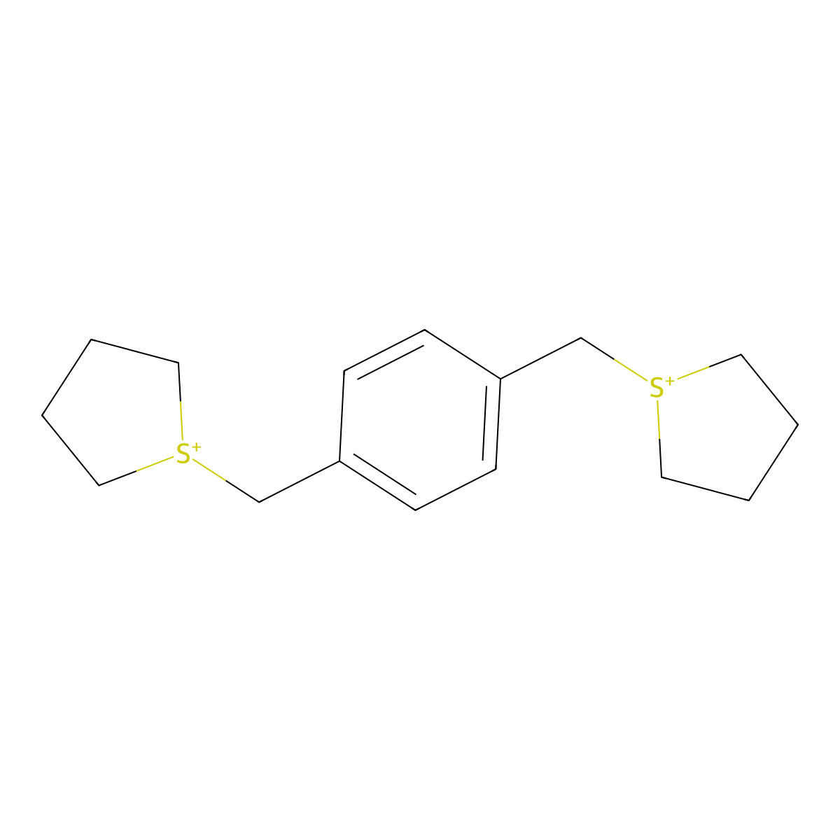 1-[[4-(Tetrahydrothiophen-1-ium-1-ylmethyl)phenyl]methyl]tetrahydrothiophen-1-ium molecular structure, CAS 52547-08-7