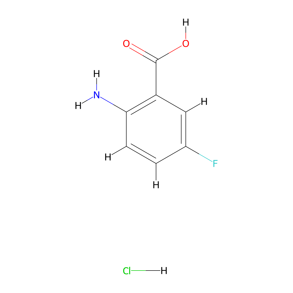 2-Amino-5-fluorobenzoic acid hydrochloride molecular structure, CAS 52548-62-6