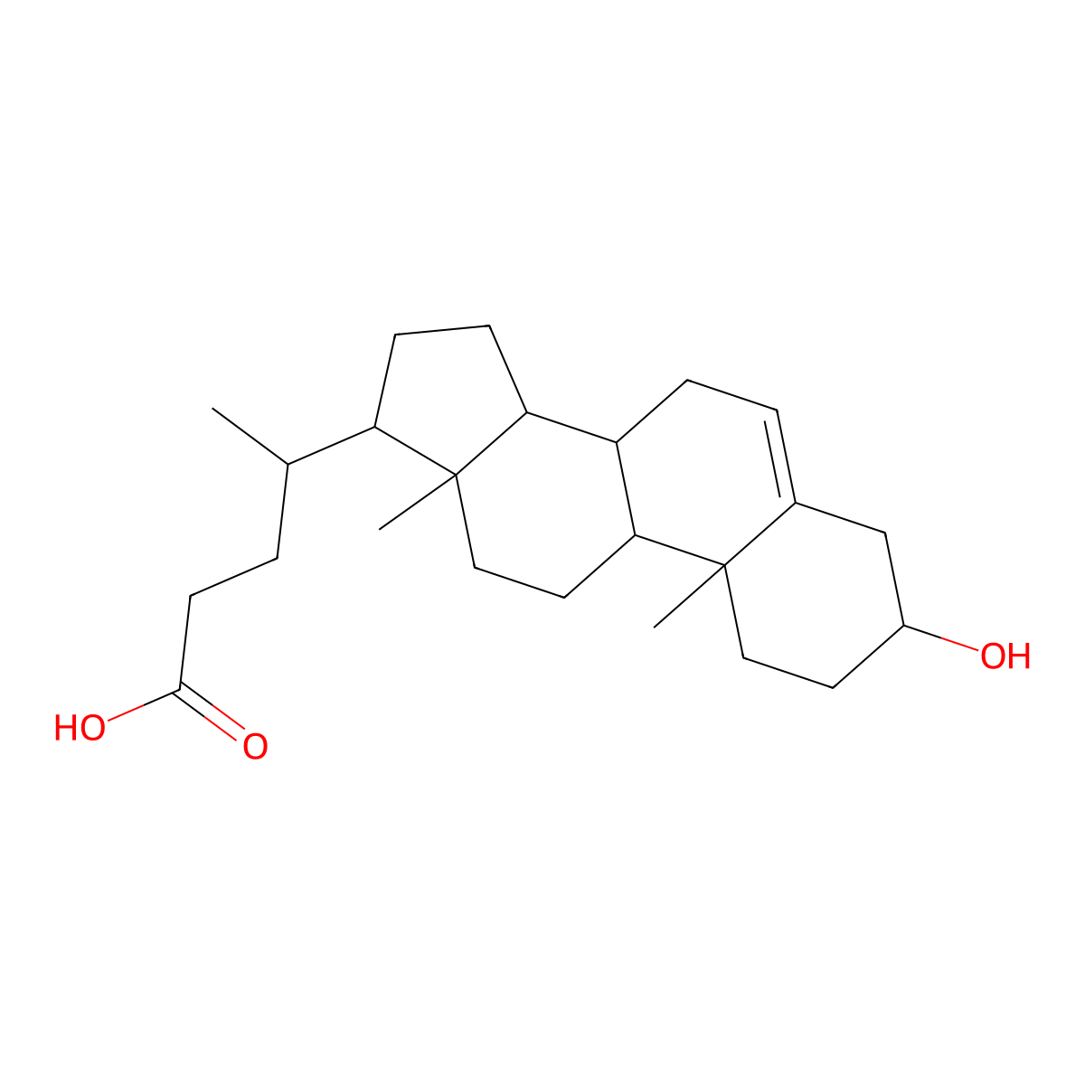 Cholenic acid molecular structure, CAS 5255-17-4