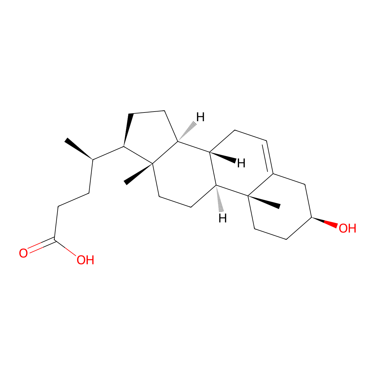 Cholenic acid molecular structure, CAS 5255-17-4