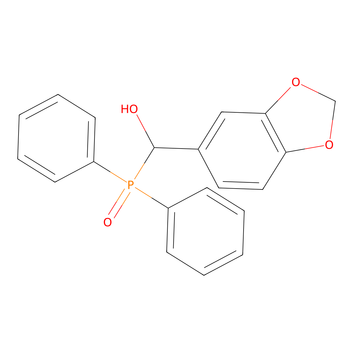 1,3-Benzodioxol-5-yl(diphenylphosphoryl)methanol molecular structure, CAS 5255-64-1