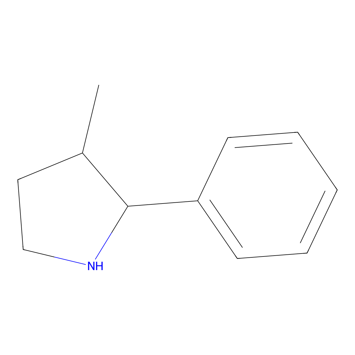 3-Methyl-2-phenylpyrrolidine molecular structure, CAS 525538-05-0
