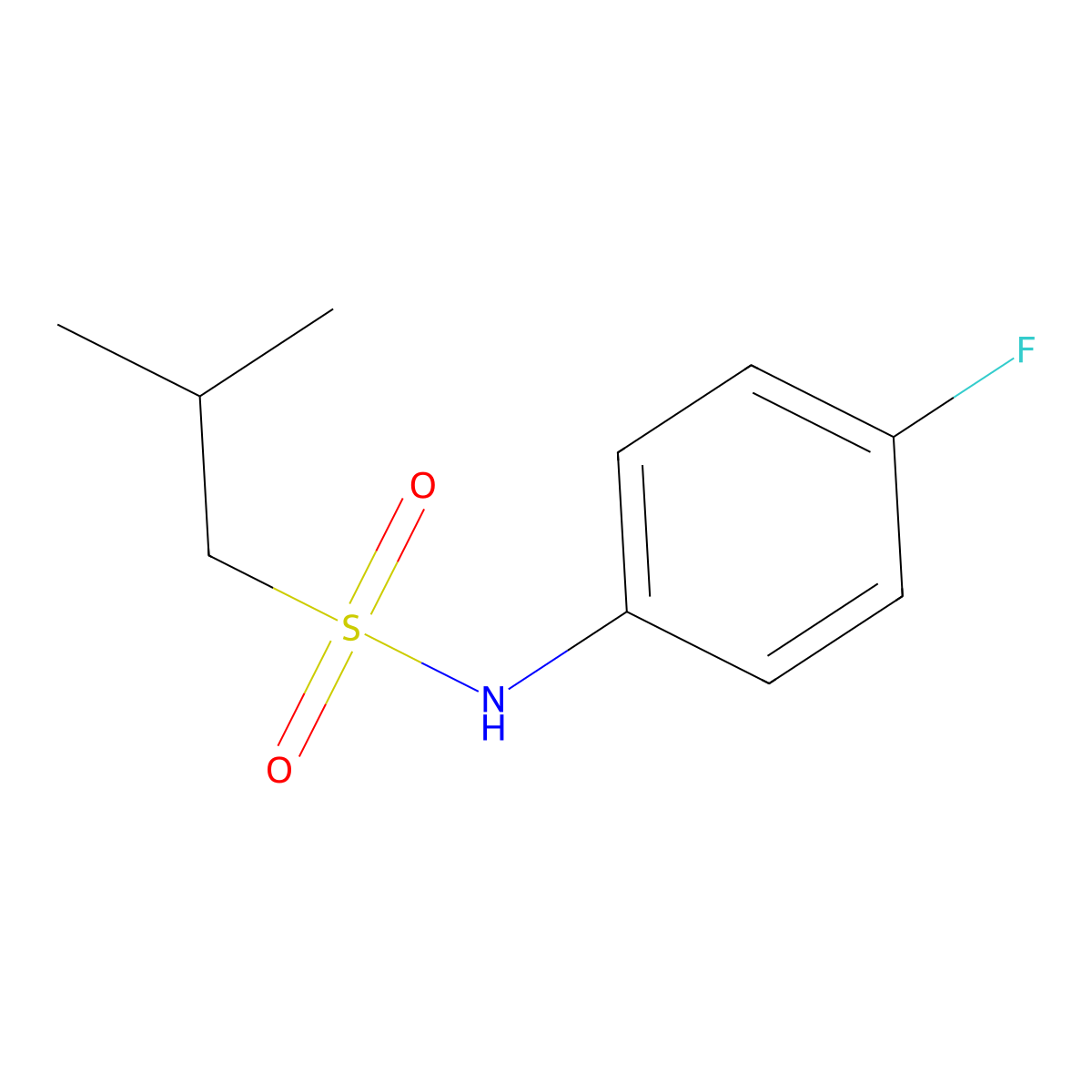 N-(4-fluorophenyl)-2-methylpropane-1-sulfonamide molecular structure, CAS 525563-79-5