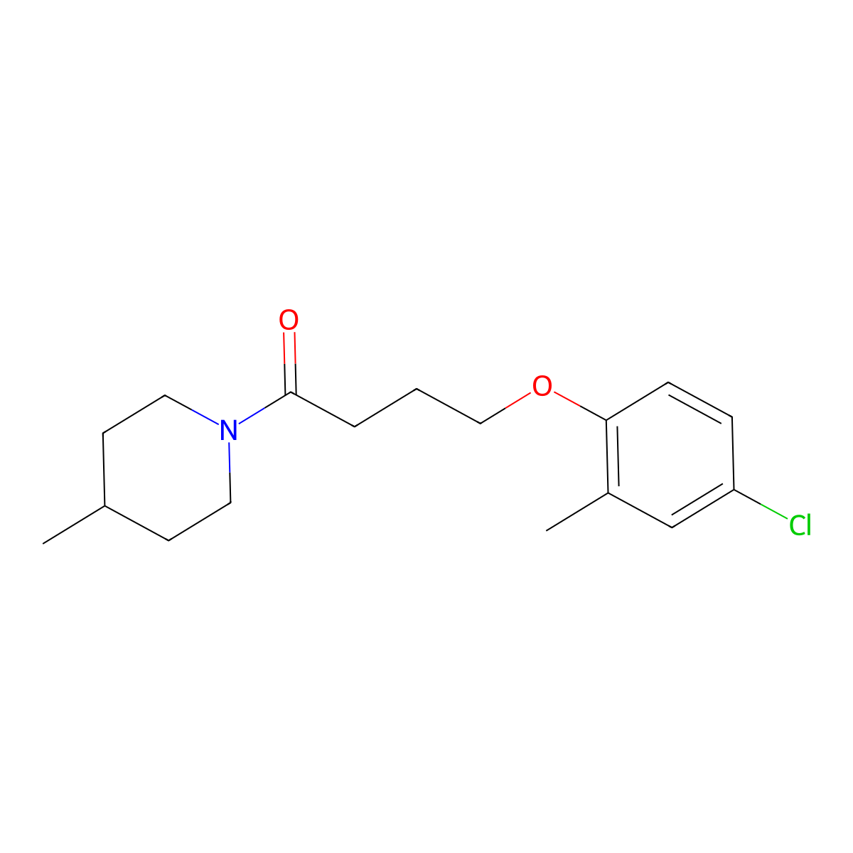 4-(4-Chloro-2-methylphenoxy)-1-(4-methylpiperidin-1-yl)butan-1-one molecular structure, CAS 525569-16-8