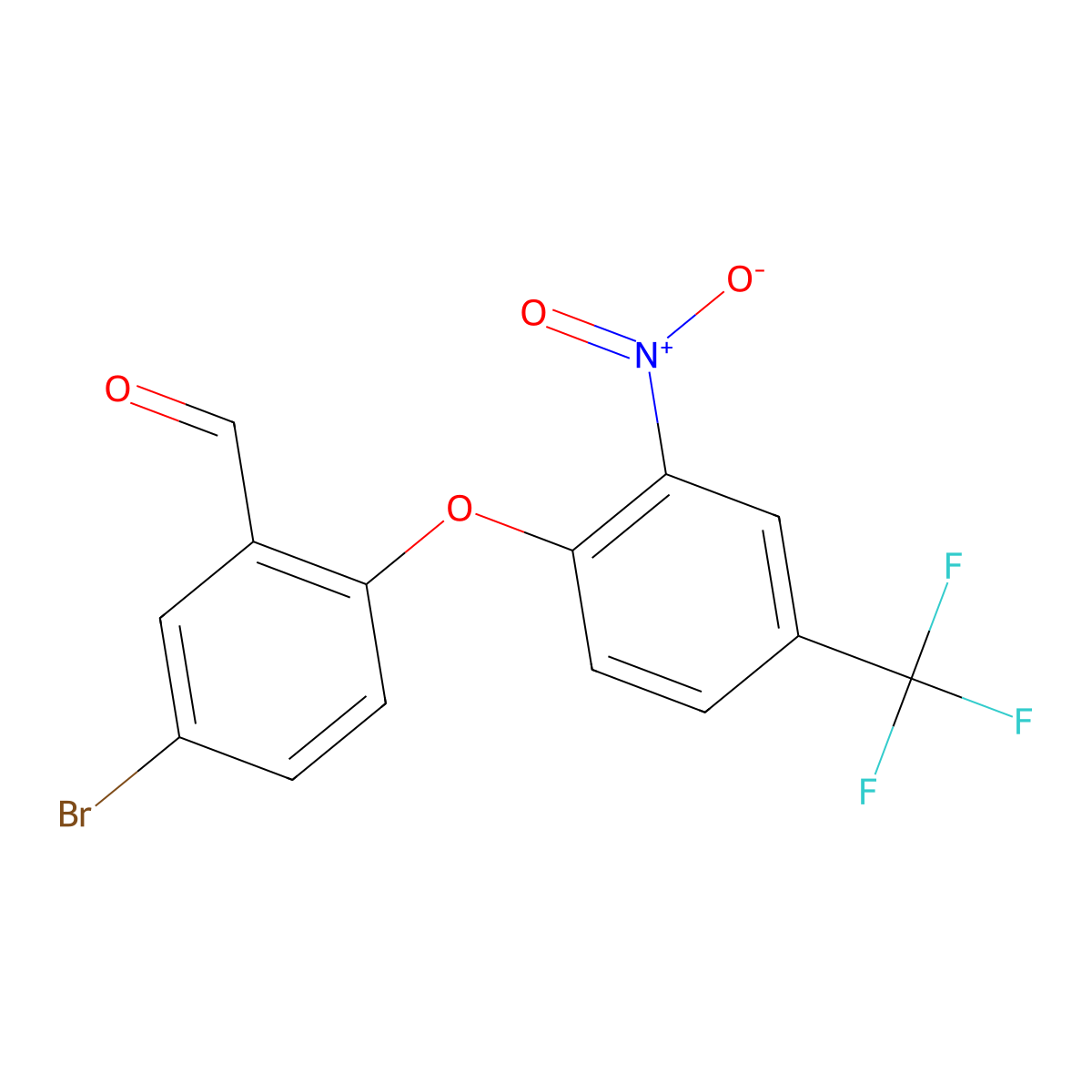 5-Bromo-2-[2-nitro-4-(trifluoromethyl)phenoxy]benzaldehyde molecular structure, CAS 525569-71-5