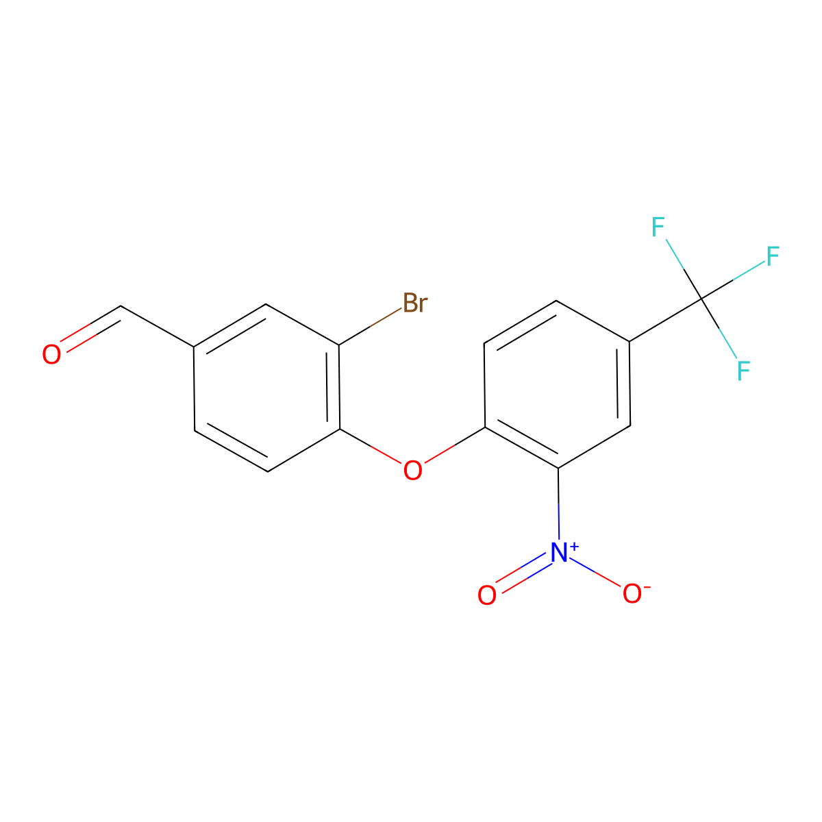 3-Bromo-4-[2-nitro-4-(trifluoromethyl)phenoxy]benzaldehyde molecular structure, CAS 525569-72-6