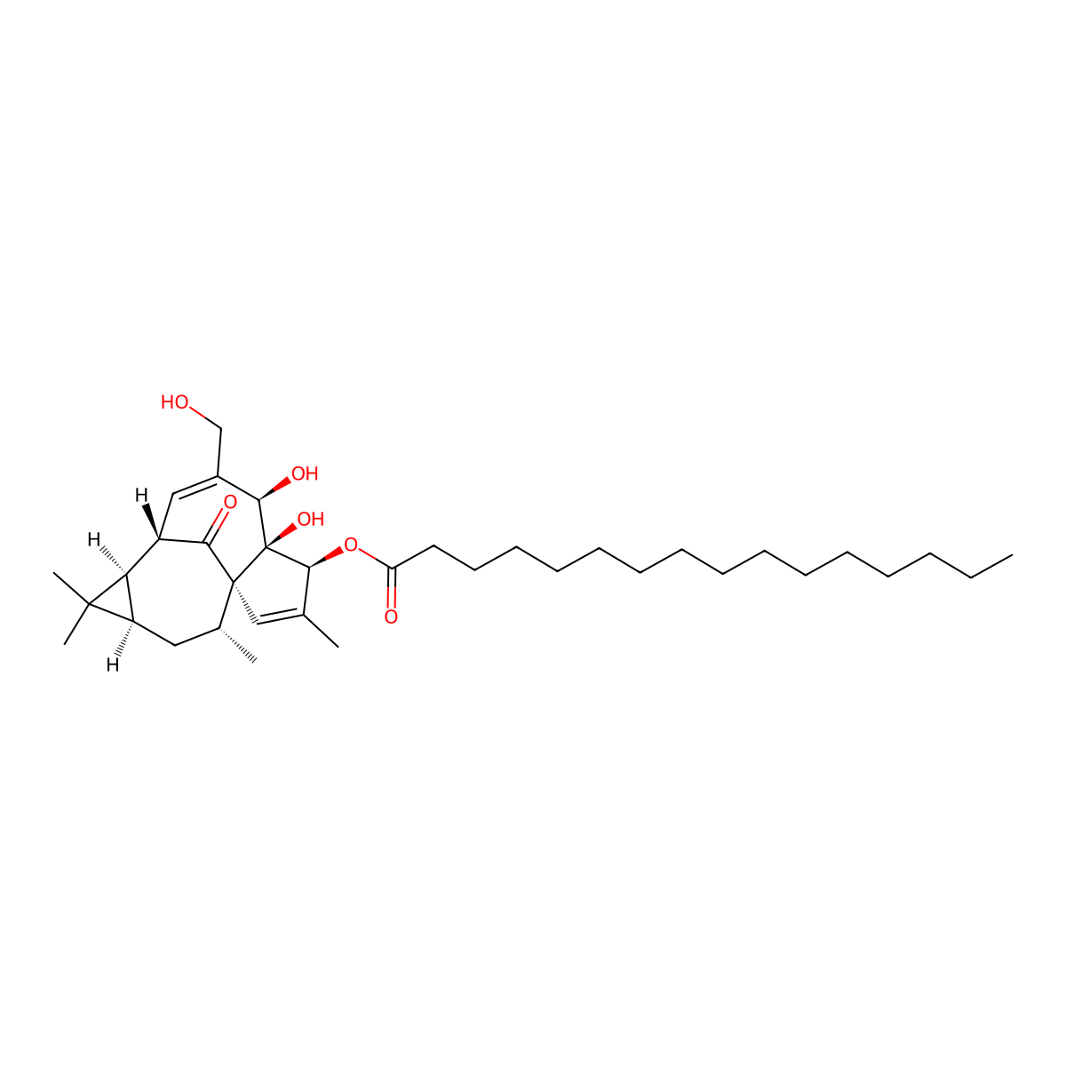 Ingenol 3-hexadecanoate molecular structure, CAS 52557-26-3