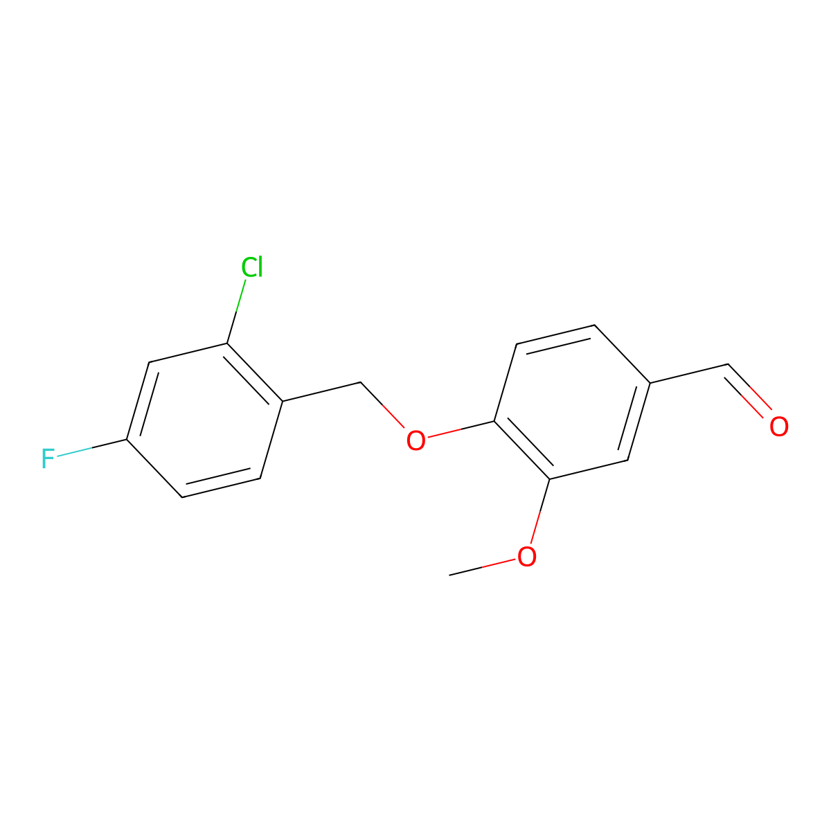 4-[(2-Chloro-4-fluorobenzyl)oxy]-3-methoxybenzaldehyde molecular structure, CAS 525570-29-0