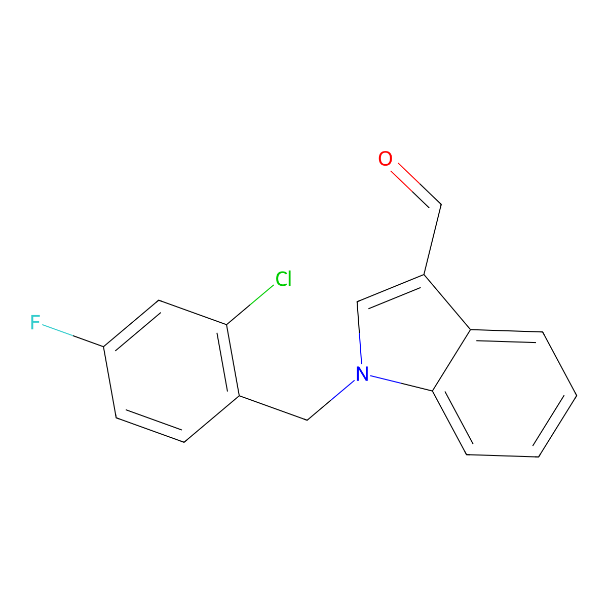1-(2-chloro-4-fluorobenzyl)-1H-indole-3-carbaldehyde molecular structure, CAS 525570-33-6